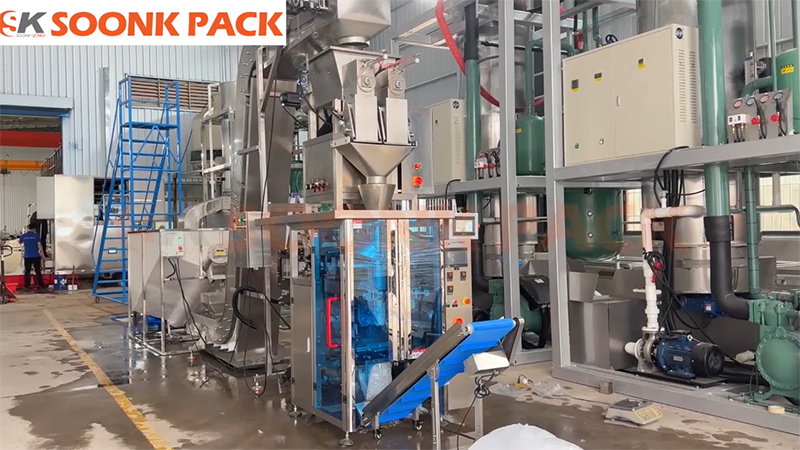 Envasadora de Hielo con Báscula Lineal de 2 Cabezas, SK-L520